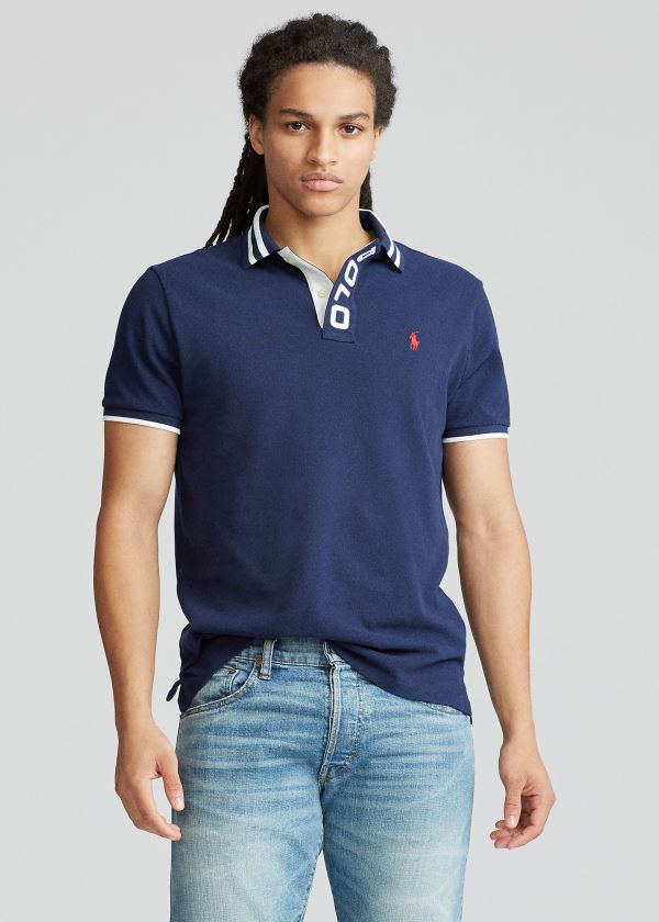 Polo Ralph Lauren Custom Slim Fit Mesh Polo Herre Danmark (BUKXJ8453)